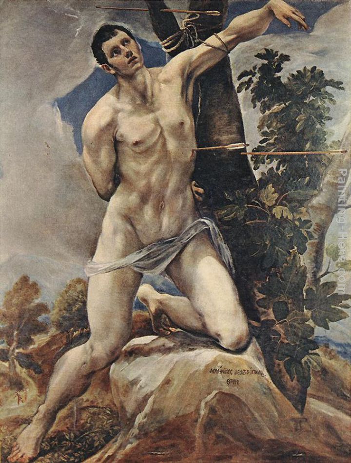 St Sebastian painting - El Greco St Sebastian art painting